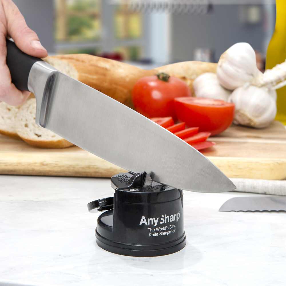 AnySharp Editions - World's Best Knife Sharpener - for Knives and Serrated Blades - Gray